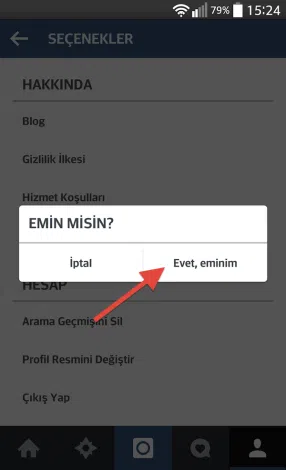 Instagram görüntülü arama geçmişi silme